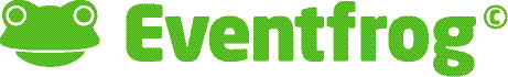 Grünes Logo mit stilisierter Froschfigur links und dem Schriftzug 'Eventfrog' in grüner Schrift