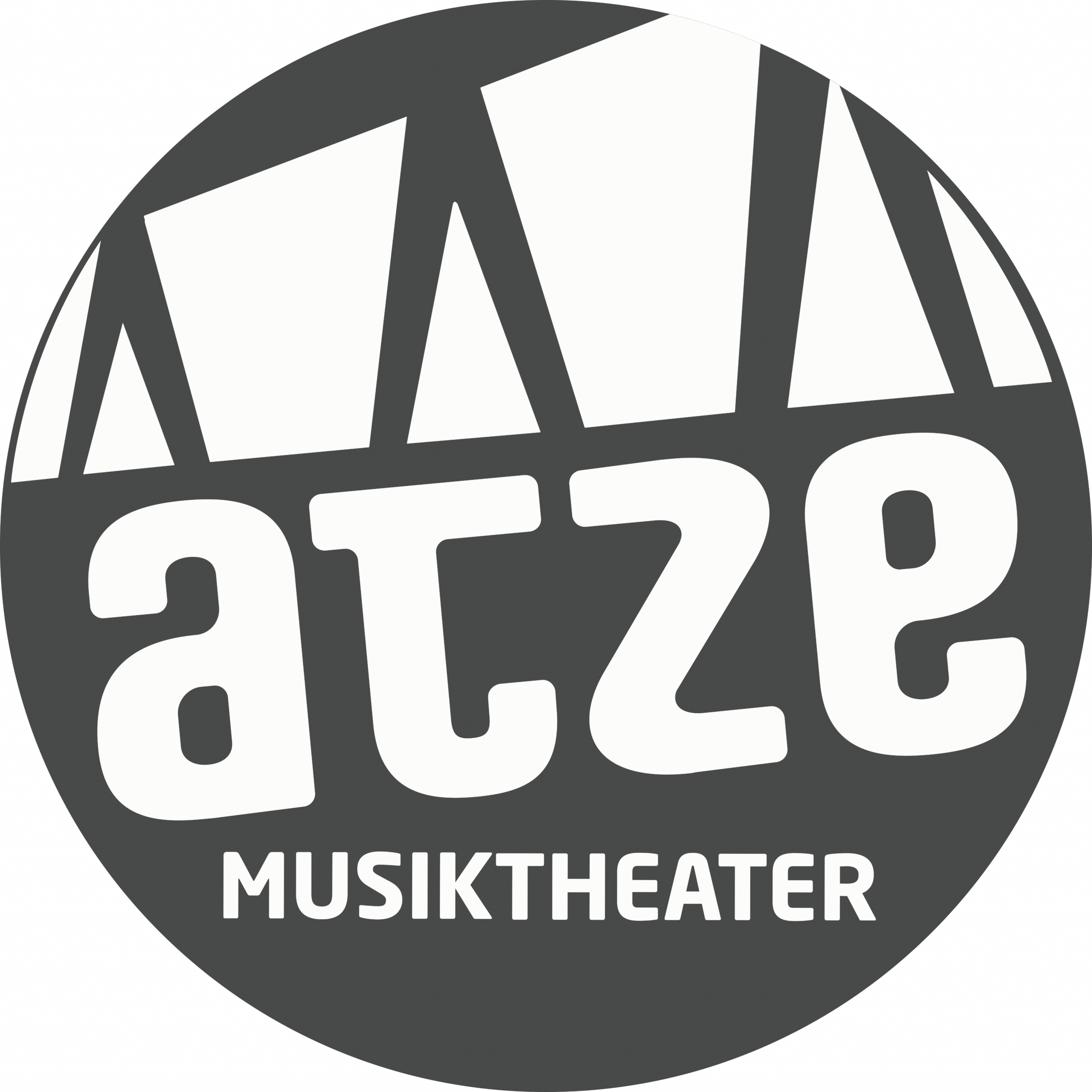 Logo des Atze Musiktheaters in grau-weiß mit stilisierten Brückenelementen.